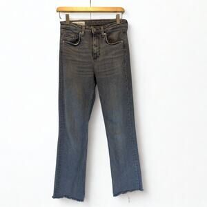 Zara Charcoal Wash Slim Fit Tapered Leg Jeans Distressed Size 2